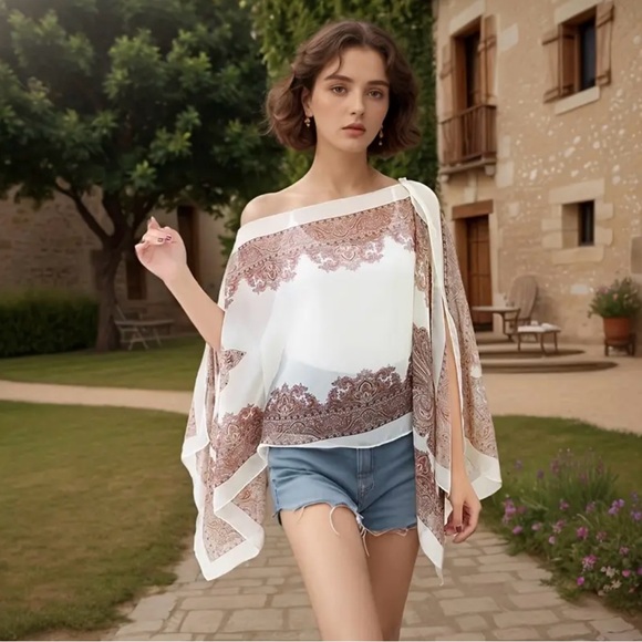 Lightweight Chiffon Shawl Scarf Jacquard Beach Cover-Up - Picture 9 of 10